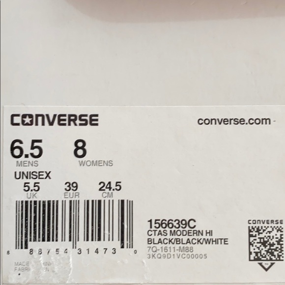 Converse Ctas Modern HI Black Stars White W AUTHEN - Picture 8 of 8